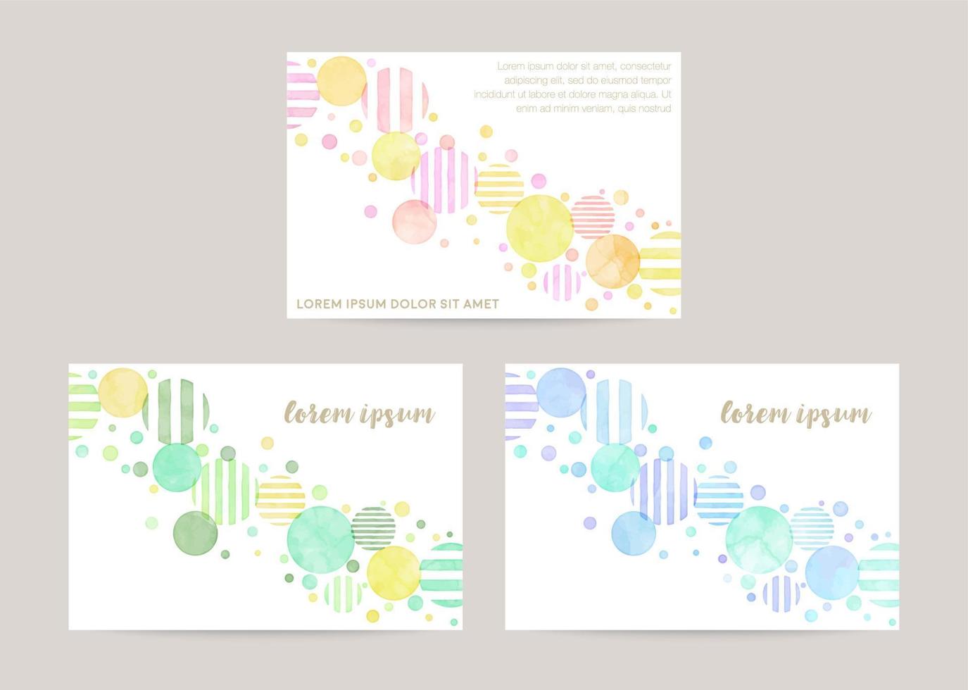 plantilla de diseño de tarjeta vectorial con burbujas de colores, decoración de acuarela sobre fondo blanco vector