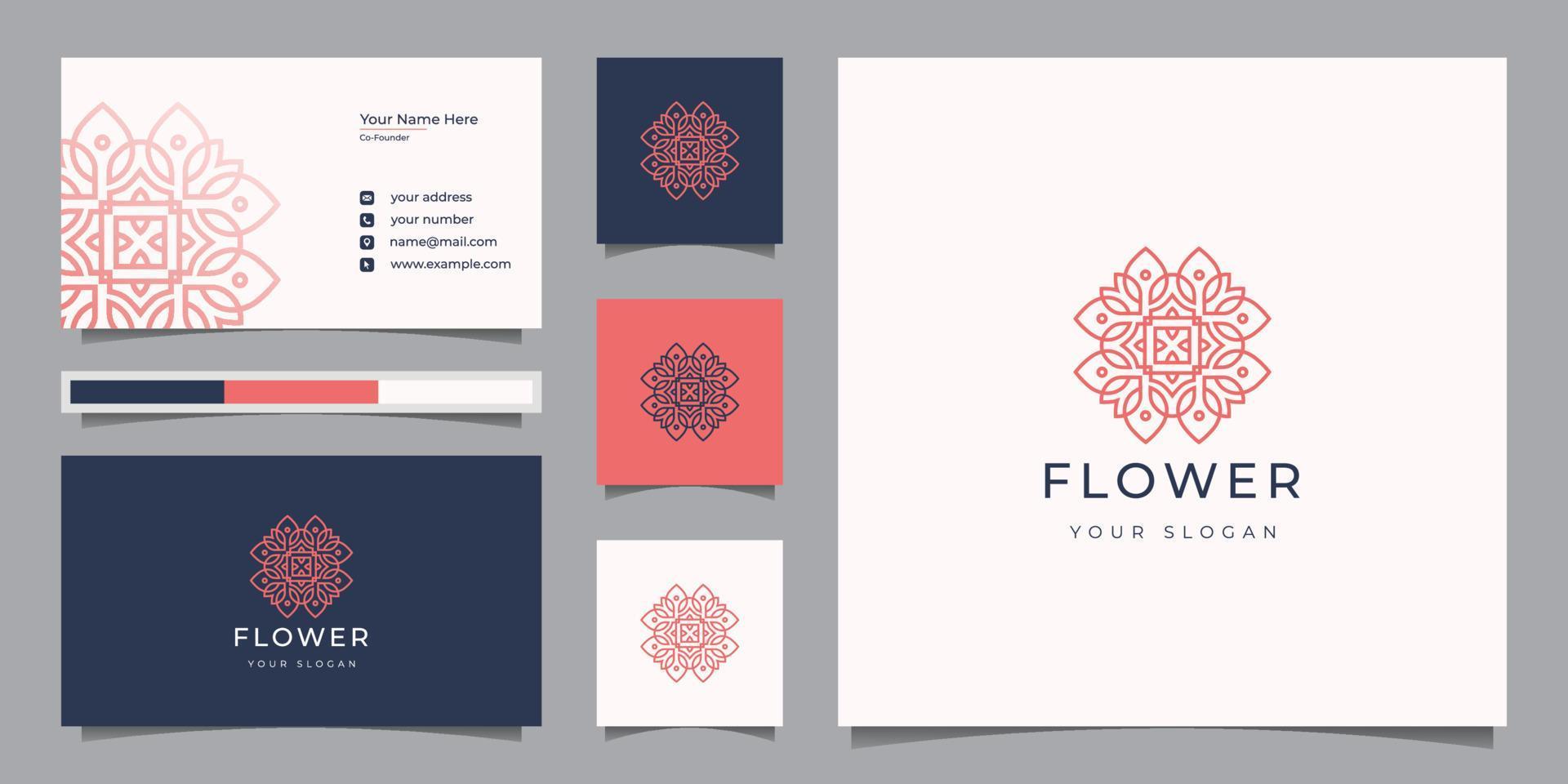Elegant floral ornamental logo design with business card vector