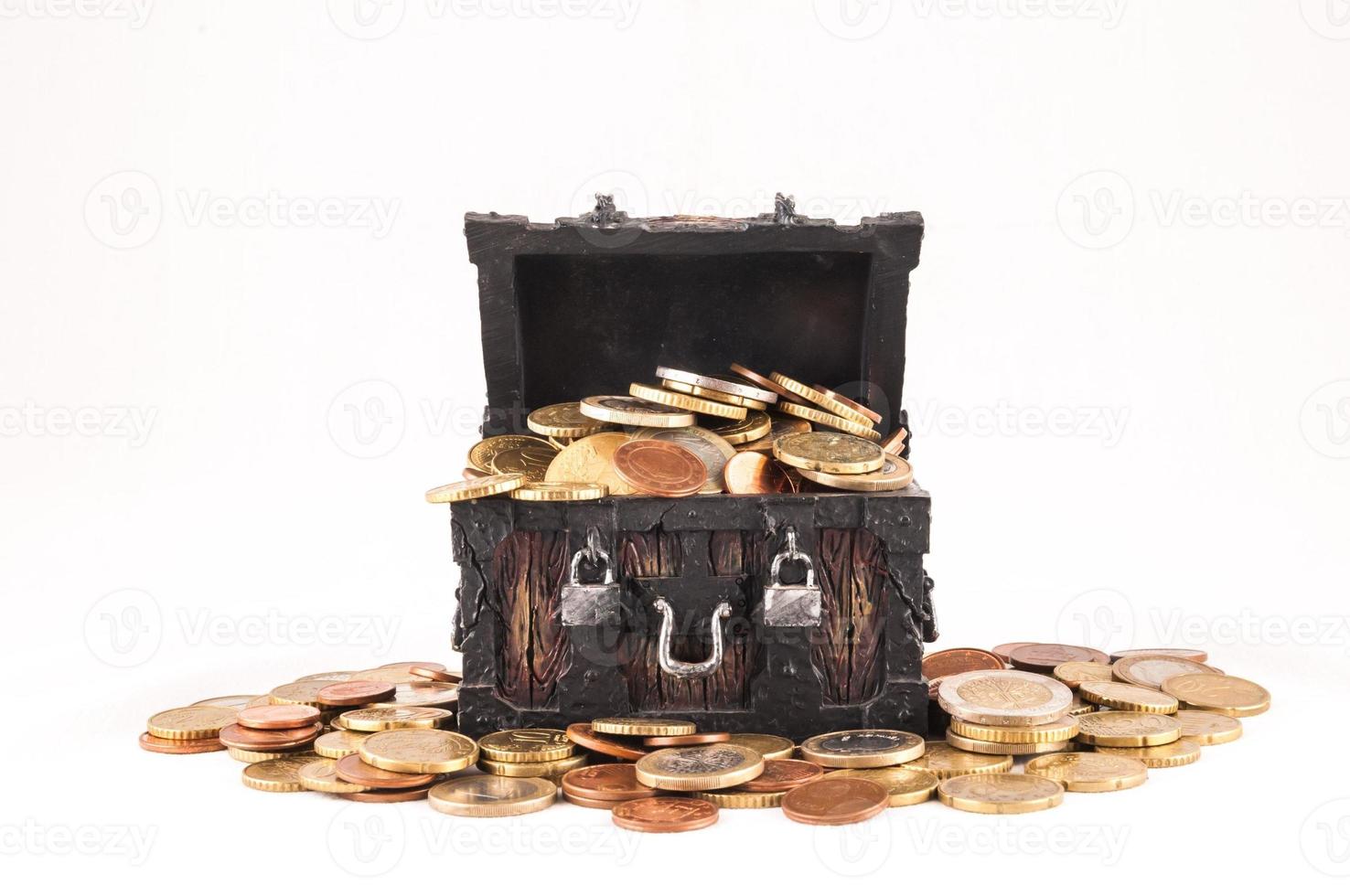 Treasure box and coins photo