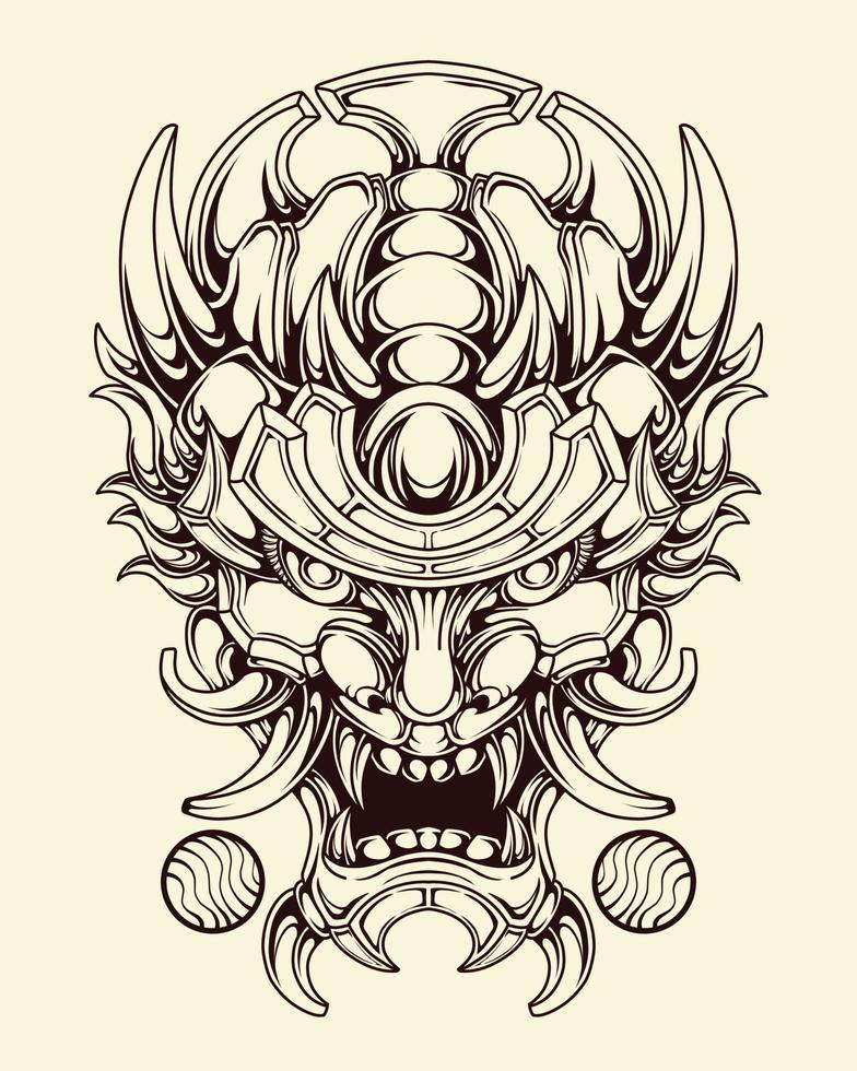 vector oni mask tattoo tribal