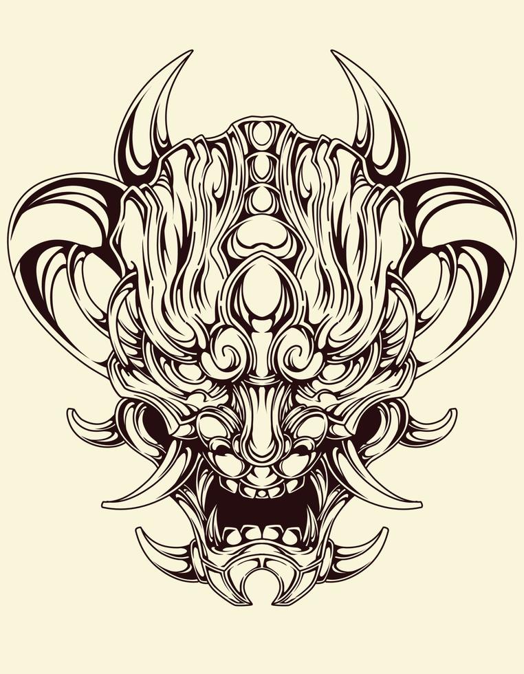 vector oni mask tattoo tribal
