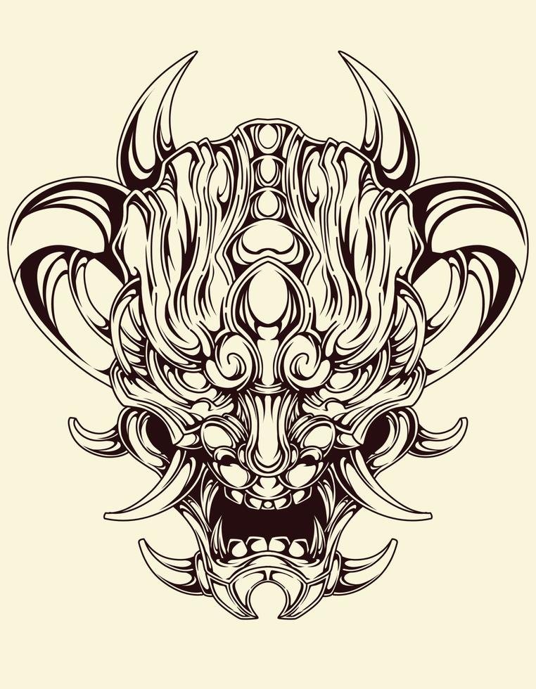 vector oni mask tattoo tribal