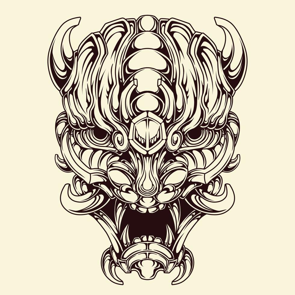 vector oni mask tattoo tribal