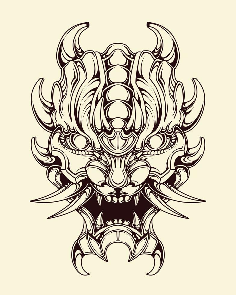 vector oni máscara tatuaje tribal