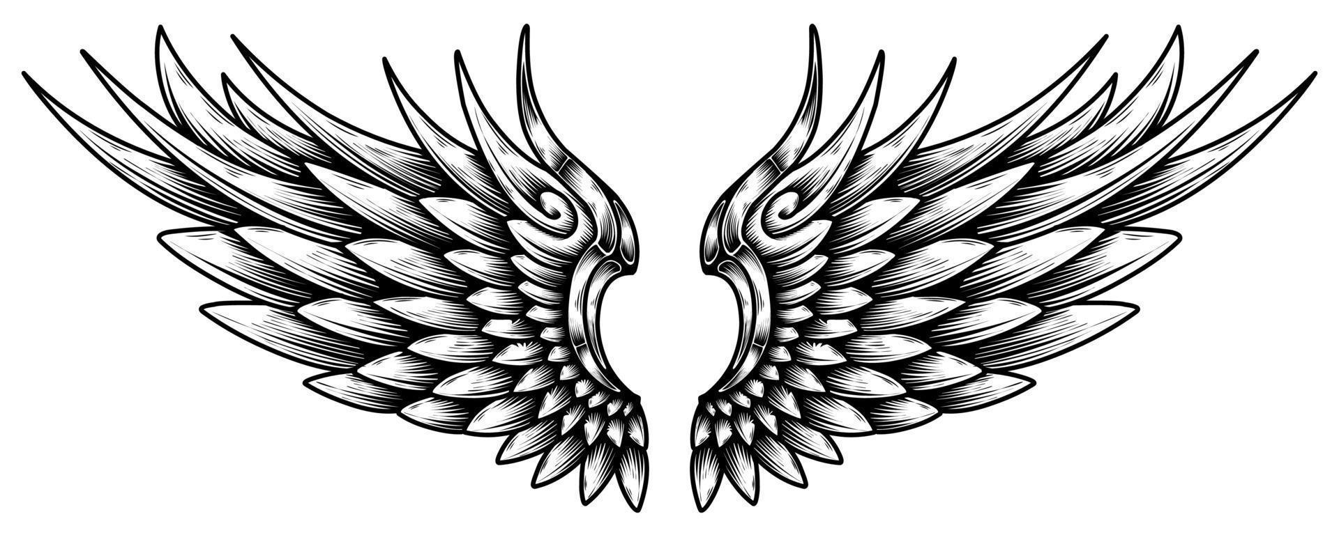 vector angel wings tribal tattoo