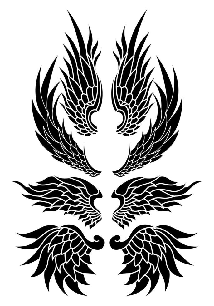 tatuaje tribal de alas de ángel vectorial vector