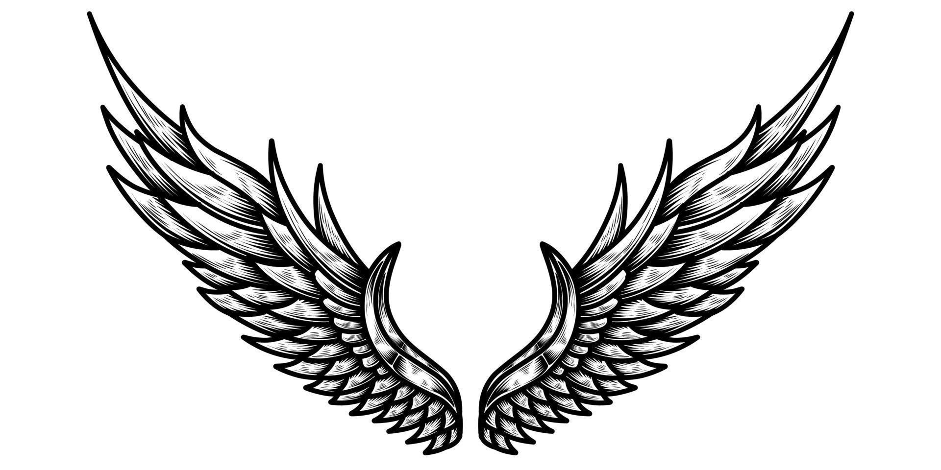 vector angel wings tribal tattoo