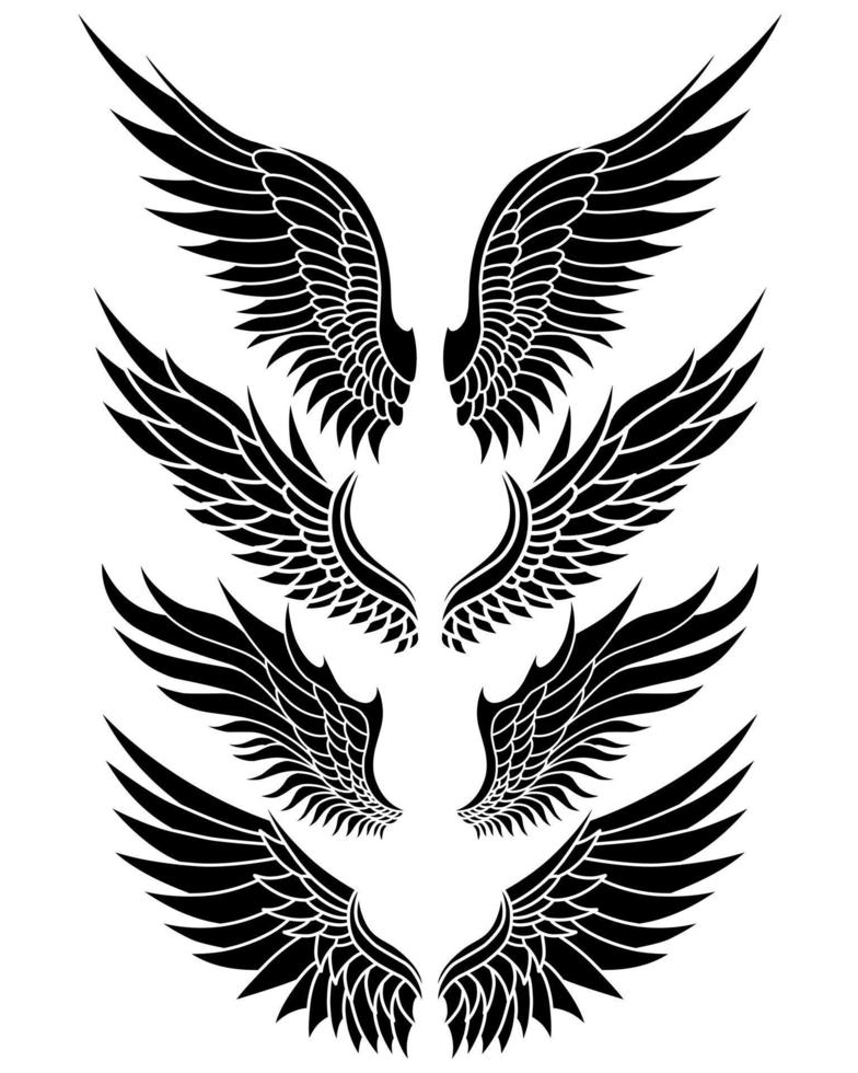 tatuaje tribal de alas de ángel vectorial vector