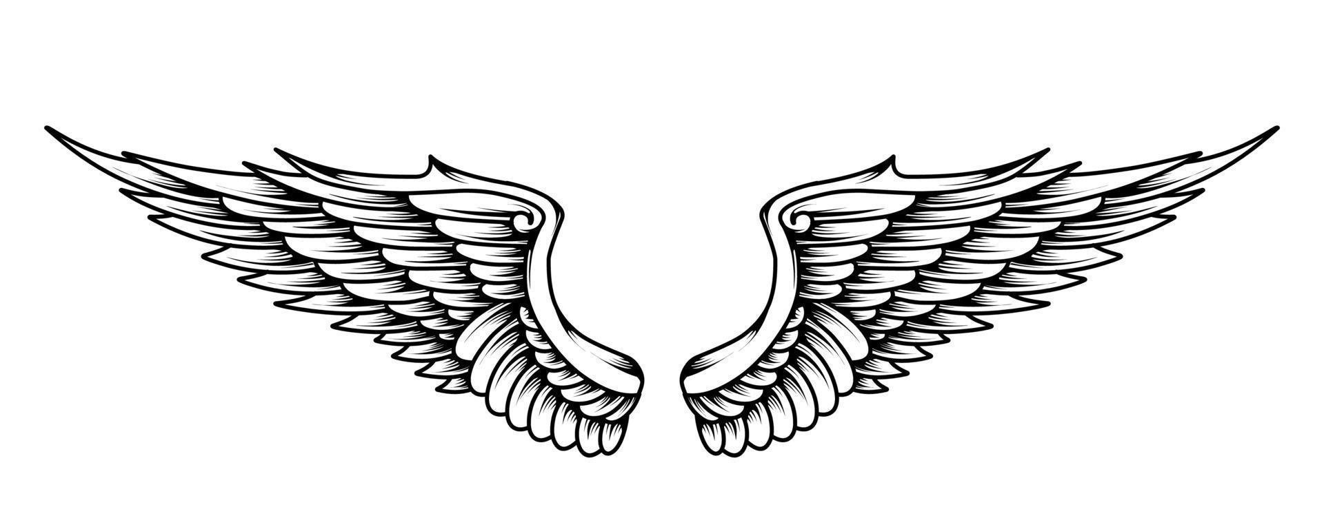 vector angel wings tribal tattoo