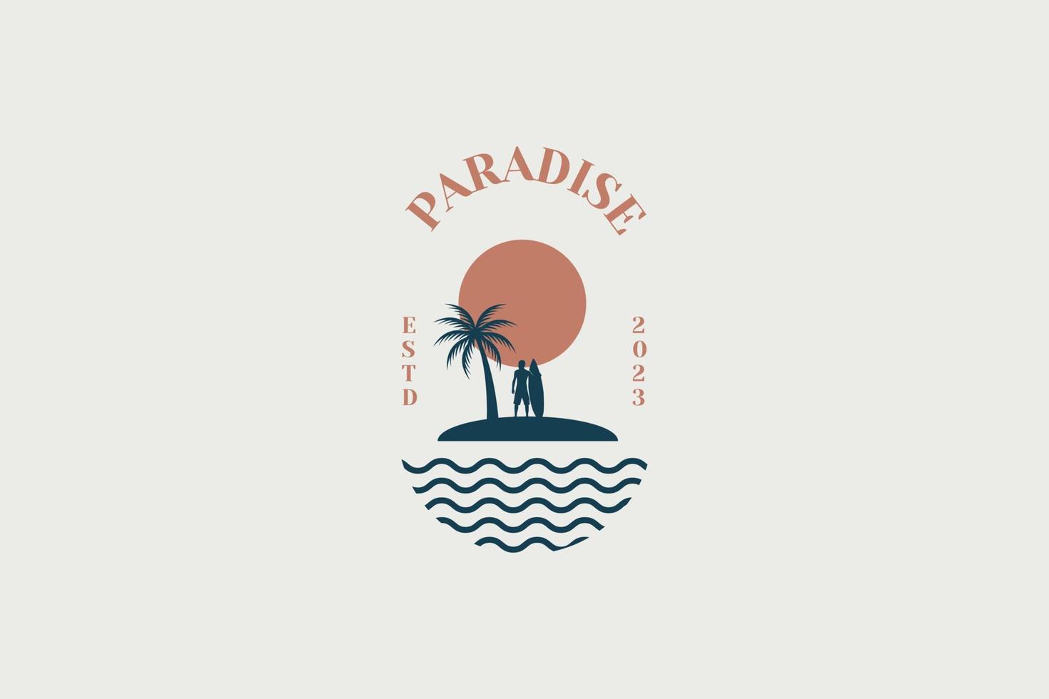 Vector Logo Design Template With Palm Tree - Abstract Summer And Vacation Badge And Emblem