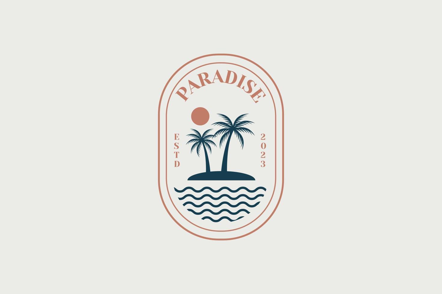 Vector Logo Design Template With Palm Tree - Abstract Summer And Vacation Badge And Emblem