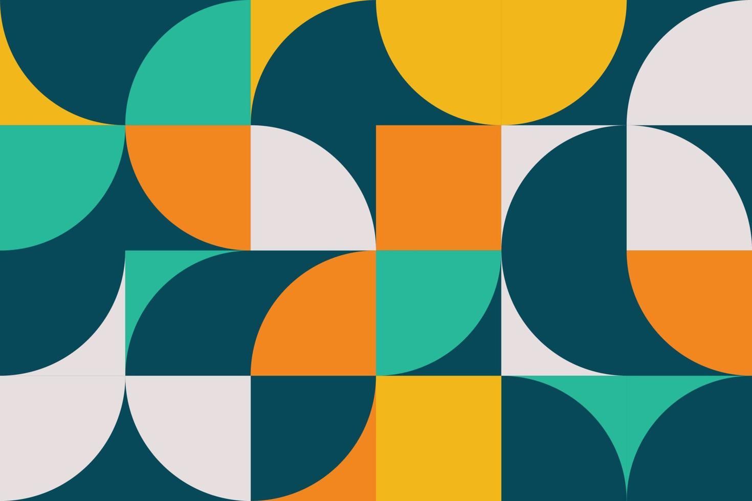 Abstract flat colorful decorative seamless pattern with semicircle, square and geometric shape tileable background vector