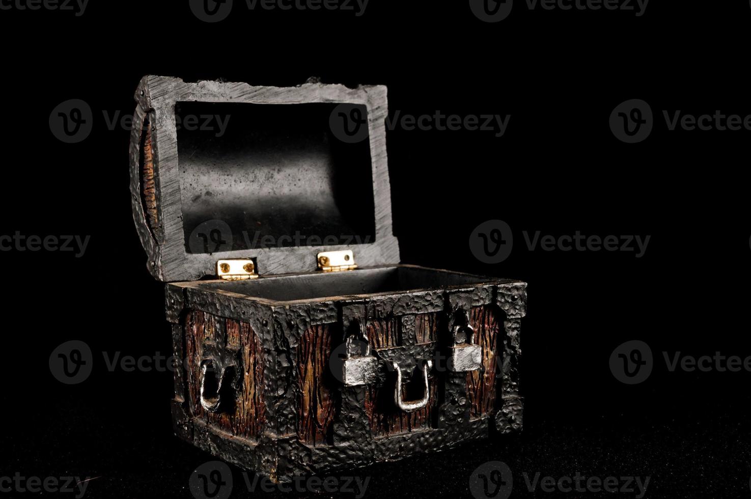 Treasure box on black background photo