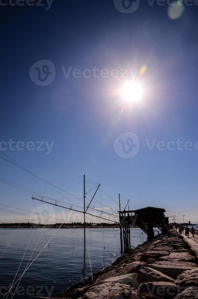 Fishing net by the sea photo