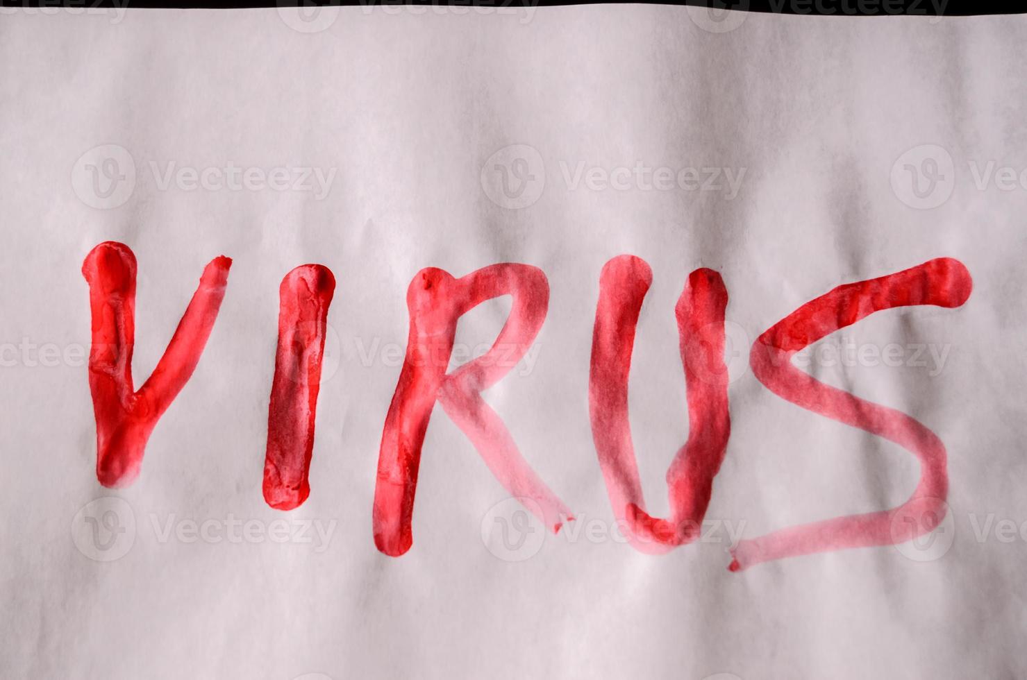 Virus written on paper photo