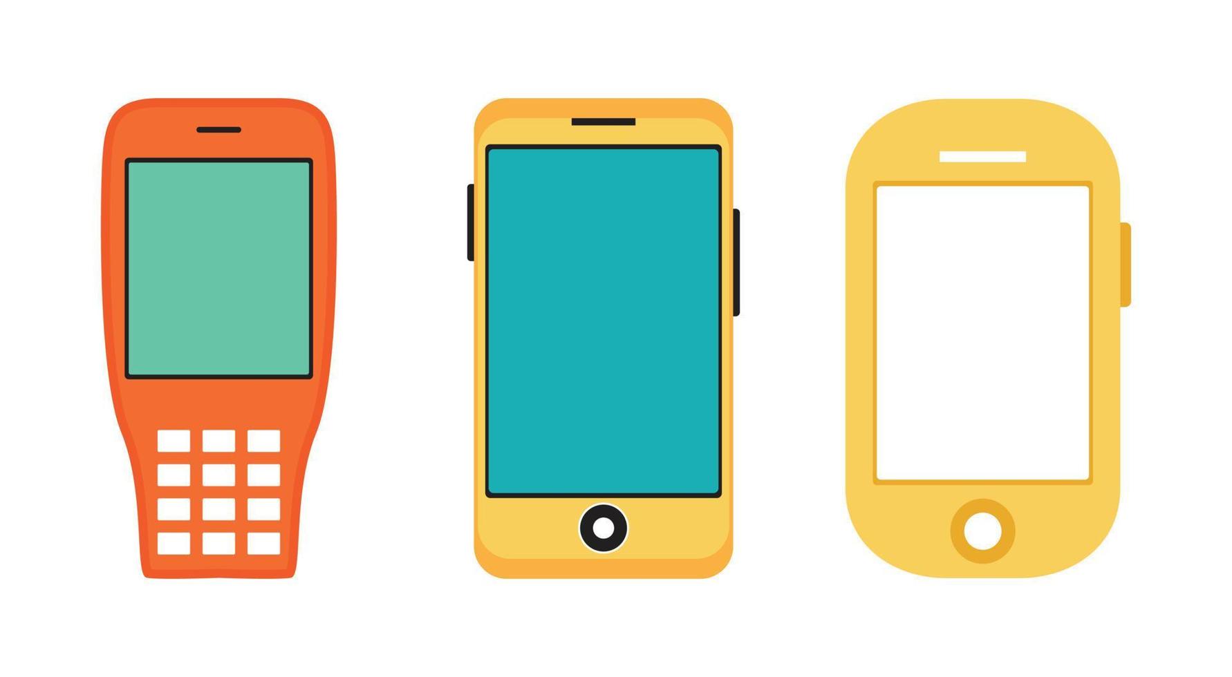 conjunto de icono de teléfono móvil, conjunto de iconos de teléfono móvil vector ilustración plana.