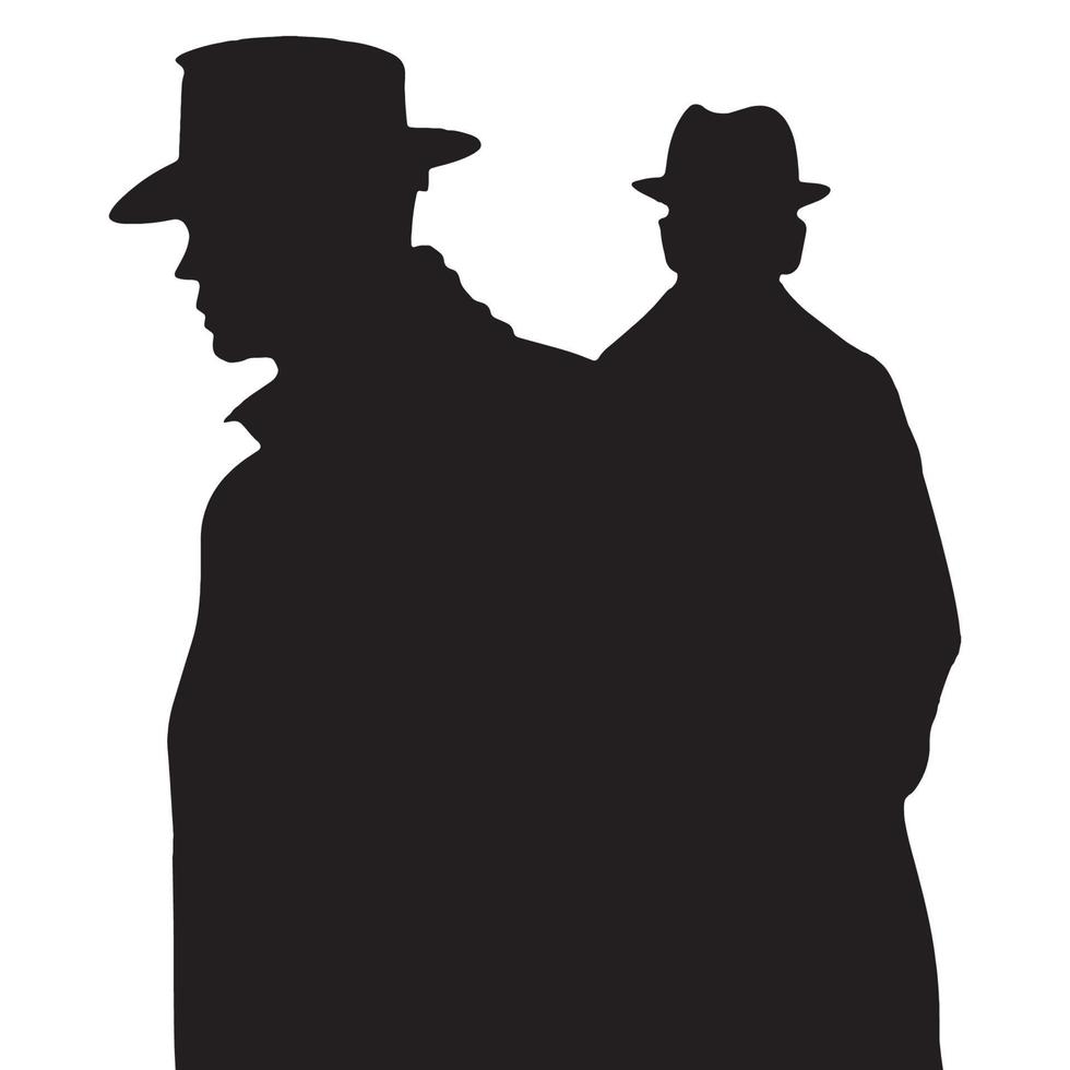 2 siluetas negras de detectives. silueta de un detective en el vector de la escena del crimen
