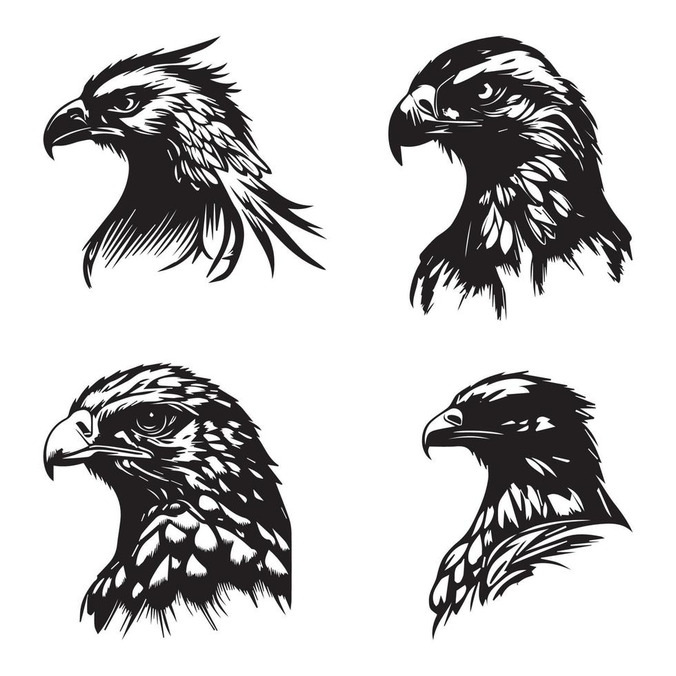 conjunto de logotipo de cabeza de águila, ilustración de vector de cara de águila. diseño de tatuaje de águila