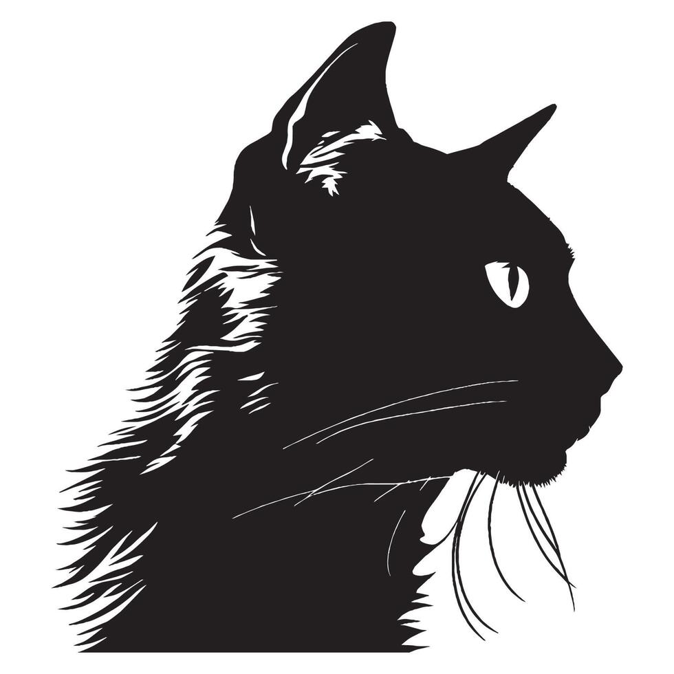 Cat face vector illustration, cat head vector silhouette illustration