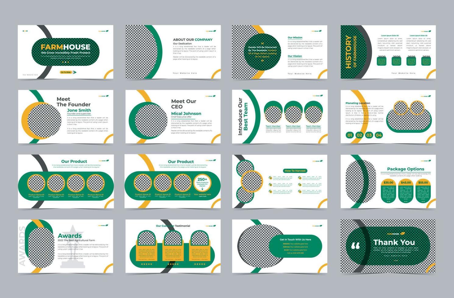 Farming presentation slide template or agriculture farming presentation template vector layout, Organic Farming Minimal green Environment slide presentation template design, organic product business