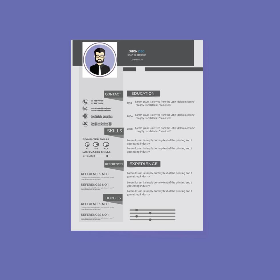 Professional CV resume template design and letterhead vector