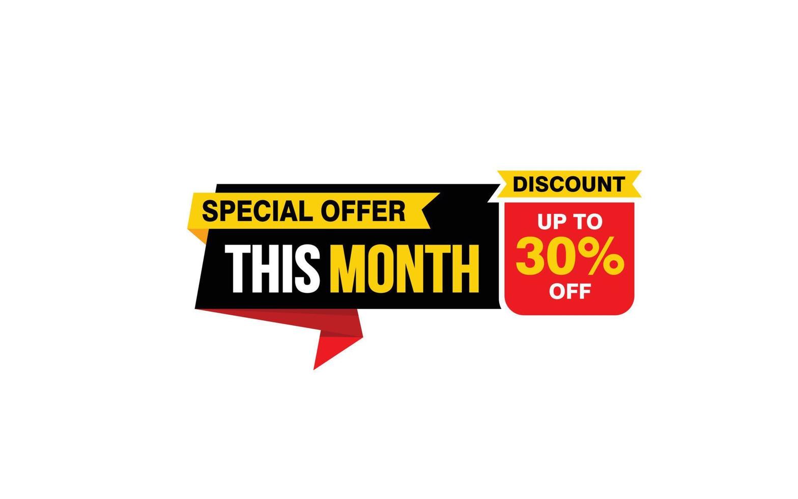 30 Percent THIS MONTH offer, clearance, promotion banner layout with sticker style. vector