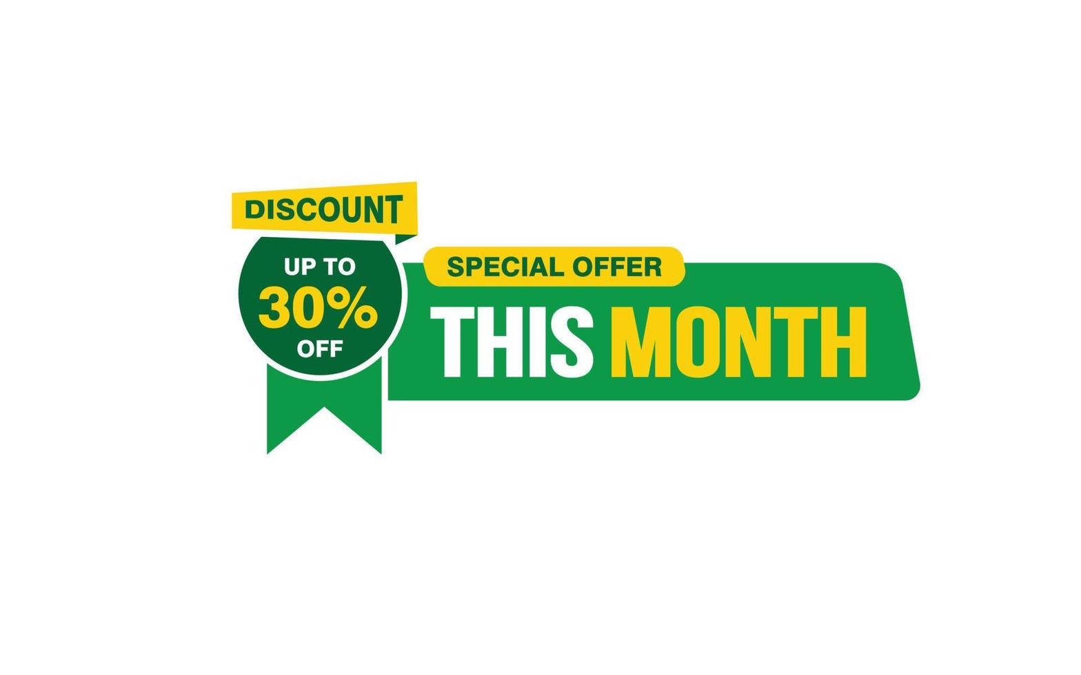 30 Percent THIS MONTH offer, clearance, promotion banner layout with sticker style. vector