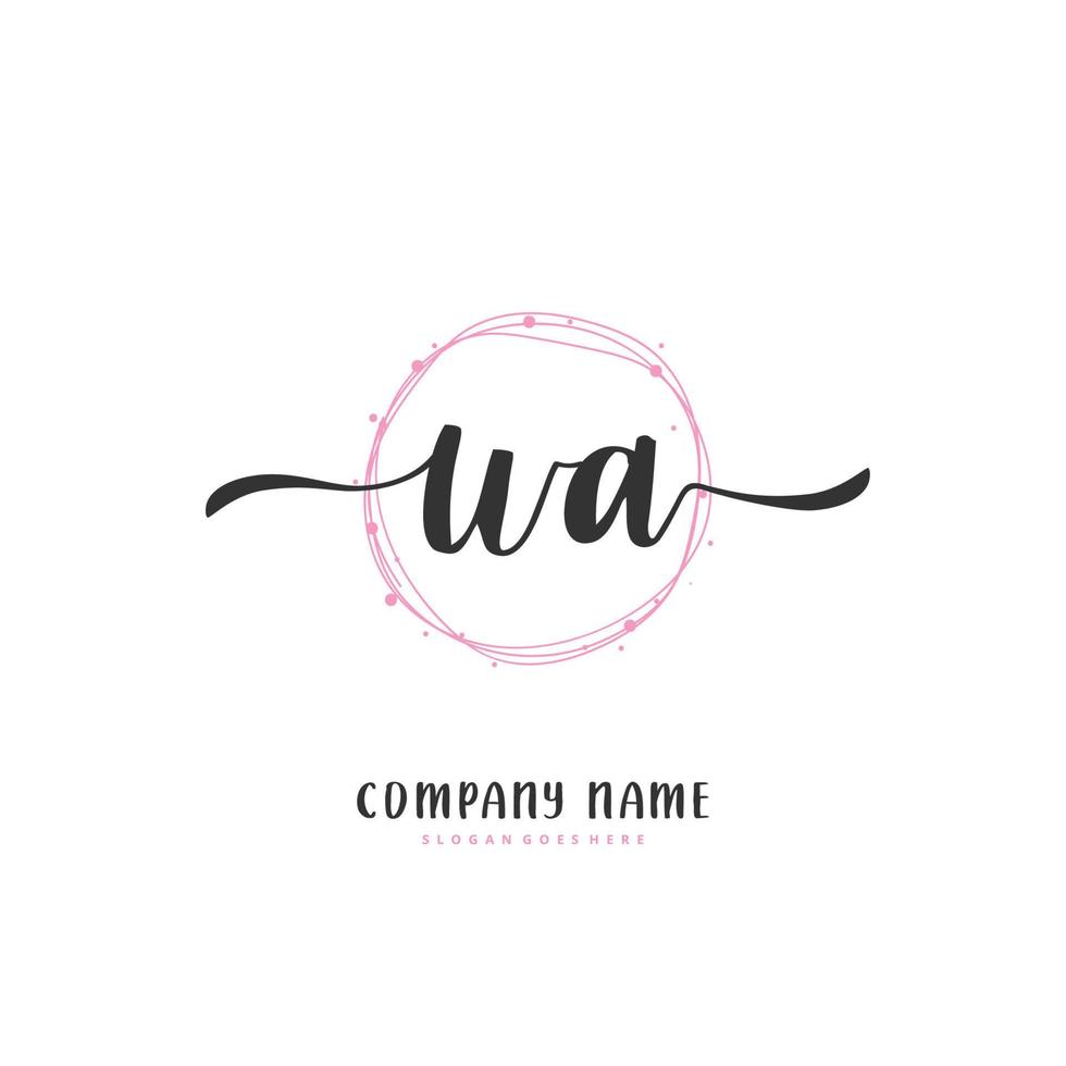 WA Initial handwriting and signature logo design with circle. Beautiful design handwritten logo for fashion, team, wedding, luxury logo. vector