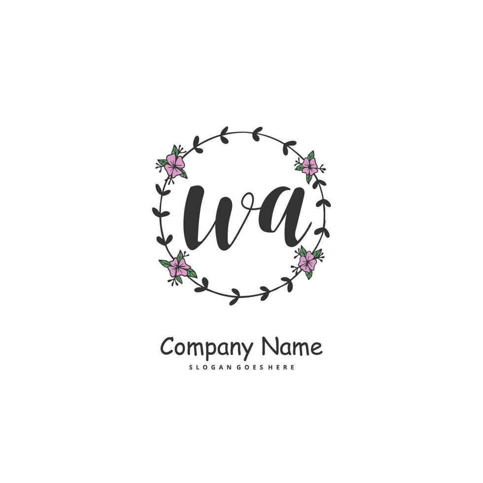 WA Initial handwriting and signature logo design with circle. Beautiful design handwritten logo for fashion, team, wedding, luxury logo. vector