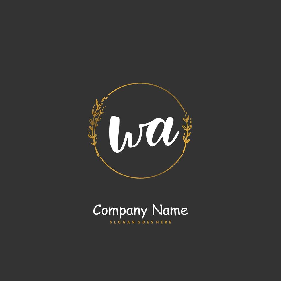 WA Initial handwriting and signature logo design with circle. Beautiful design handwritten logo for fashion, team, wedding, luxury logo. vector