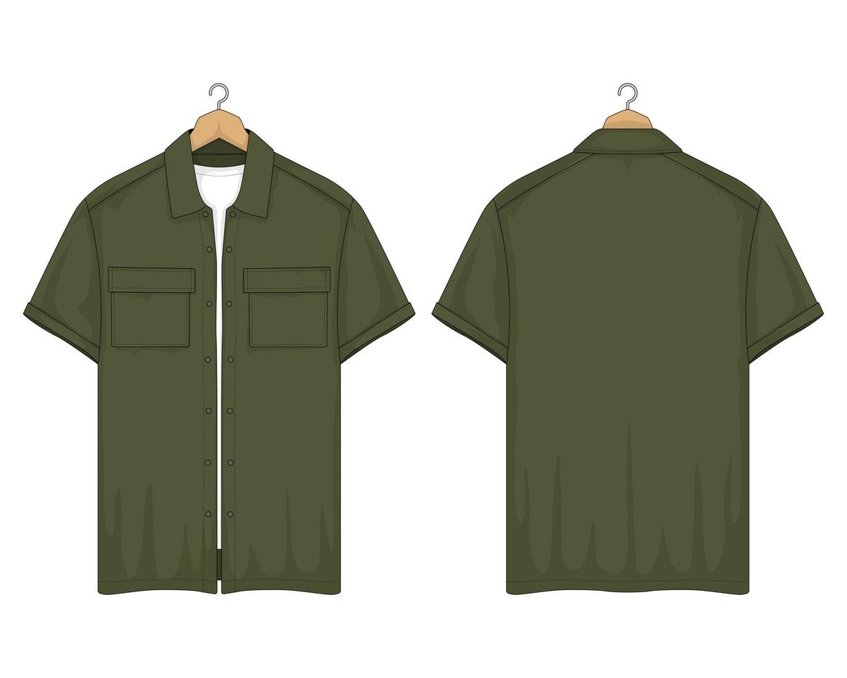 maqueta de camisa de manga corta vista frontal y posterior, ilustración vectorial vector