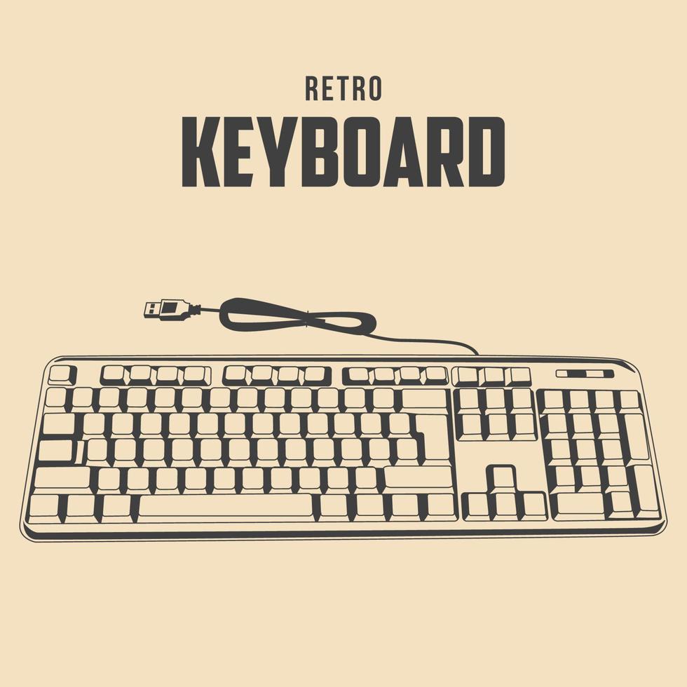 Retro Keyboard Vector Stock Illustration