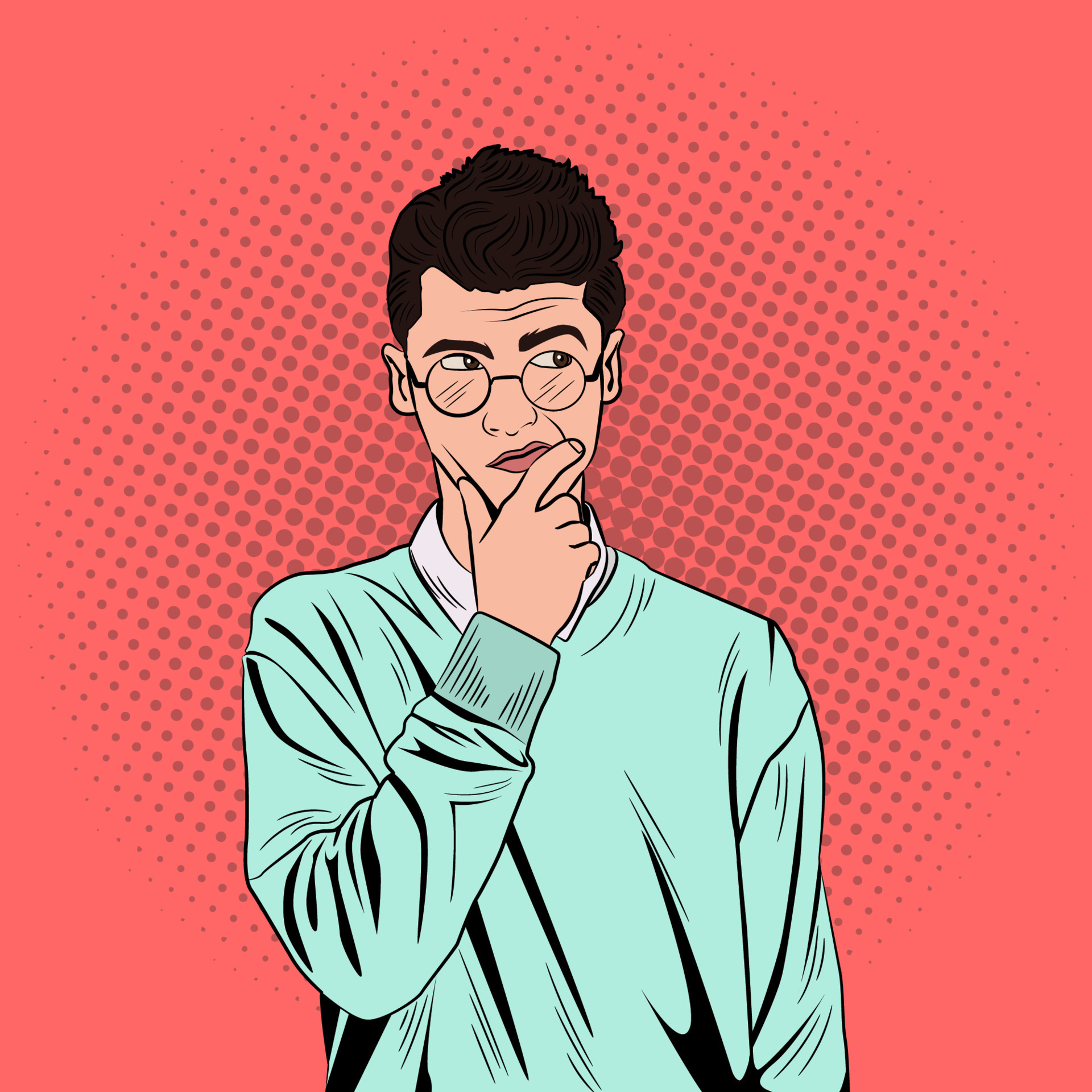 Pop Art Comic Man Thinking Vector Stock Illustration 18859363 Vector