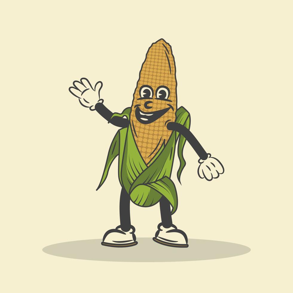 Retro Corn Character Vector Stock Illustration
