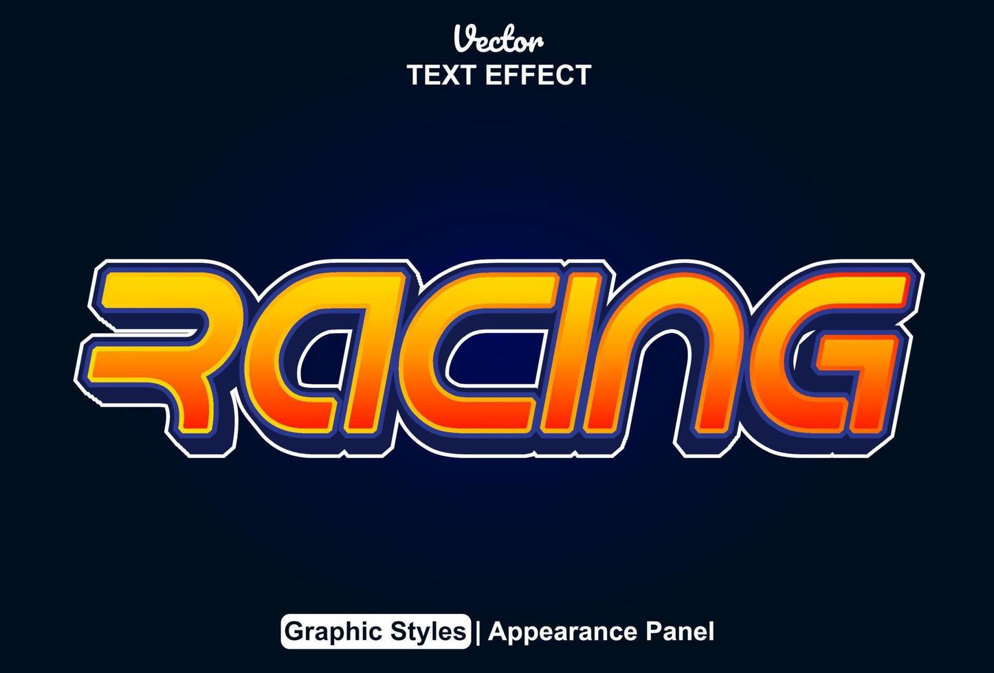 racing text effect with graphic style and editable. vector