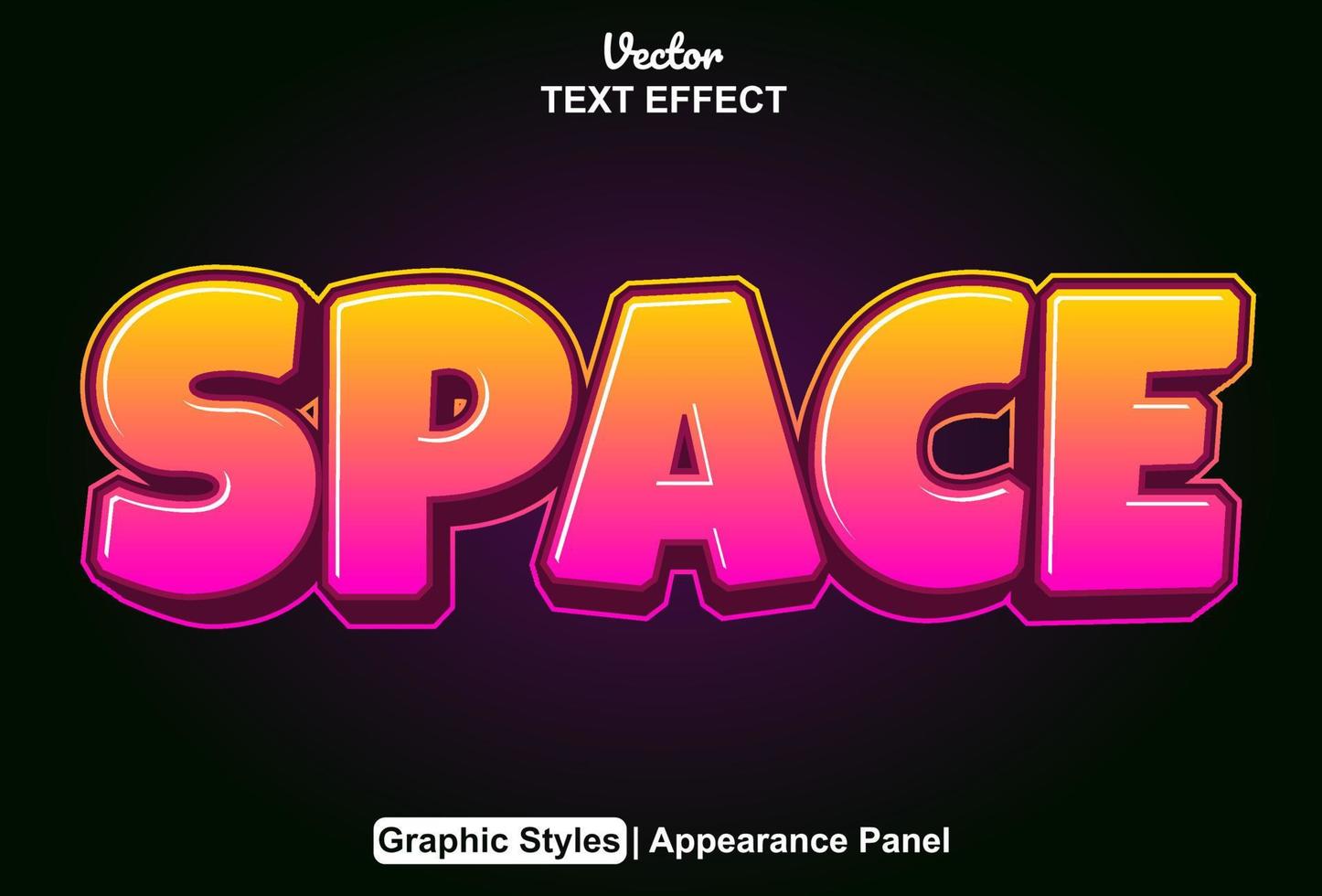 efecto de texto espacial con estilo gráfico y editable. vector