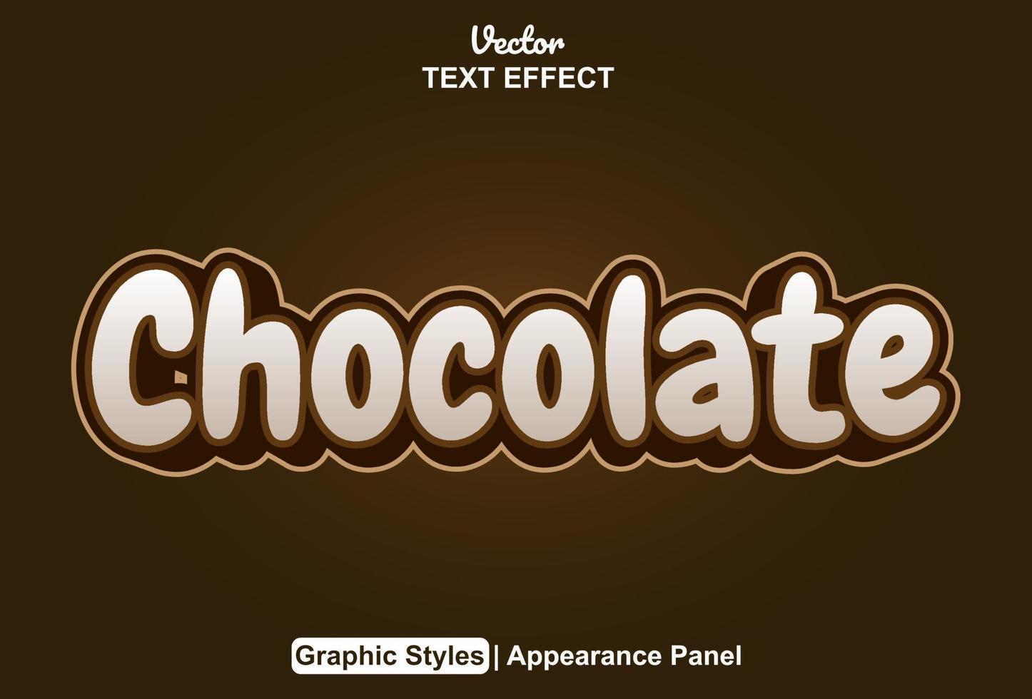 efecto de texto de chocolate con estilo gráfico y editable. vector