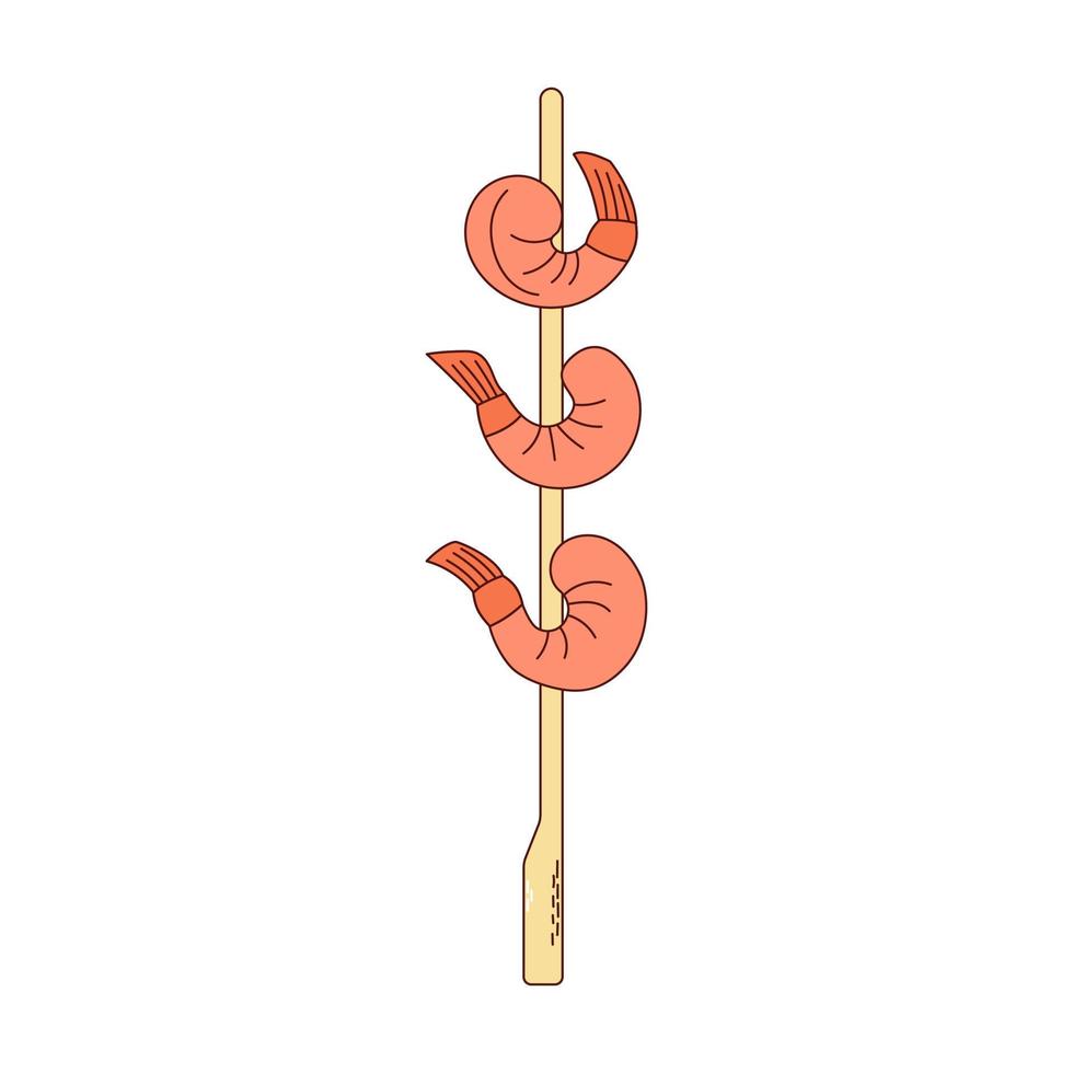 comida tradicional japonesa. brochetas asiáticas de yakitori con camarones. ilustración vectorial vector