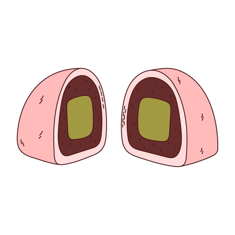 comida tradicional japonesa. daifuku asiático. delicioso desierto. ilustración vectorial vector