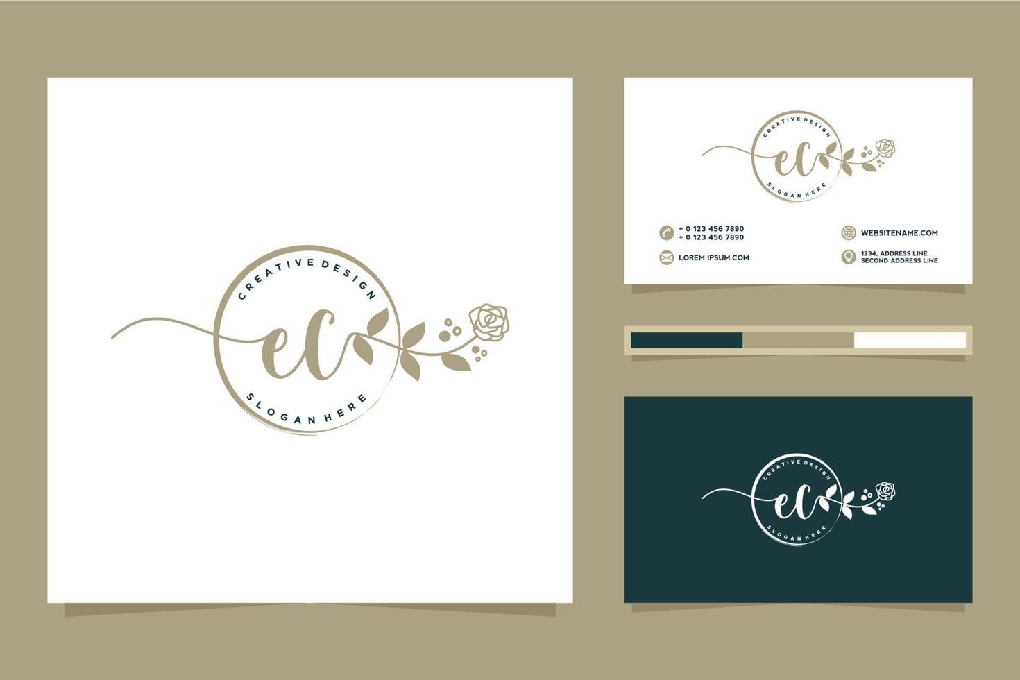 Initial EC Feminine logo collections and business card templat Premium Vector