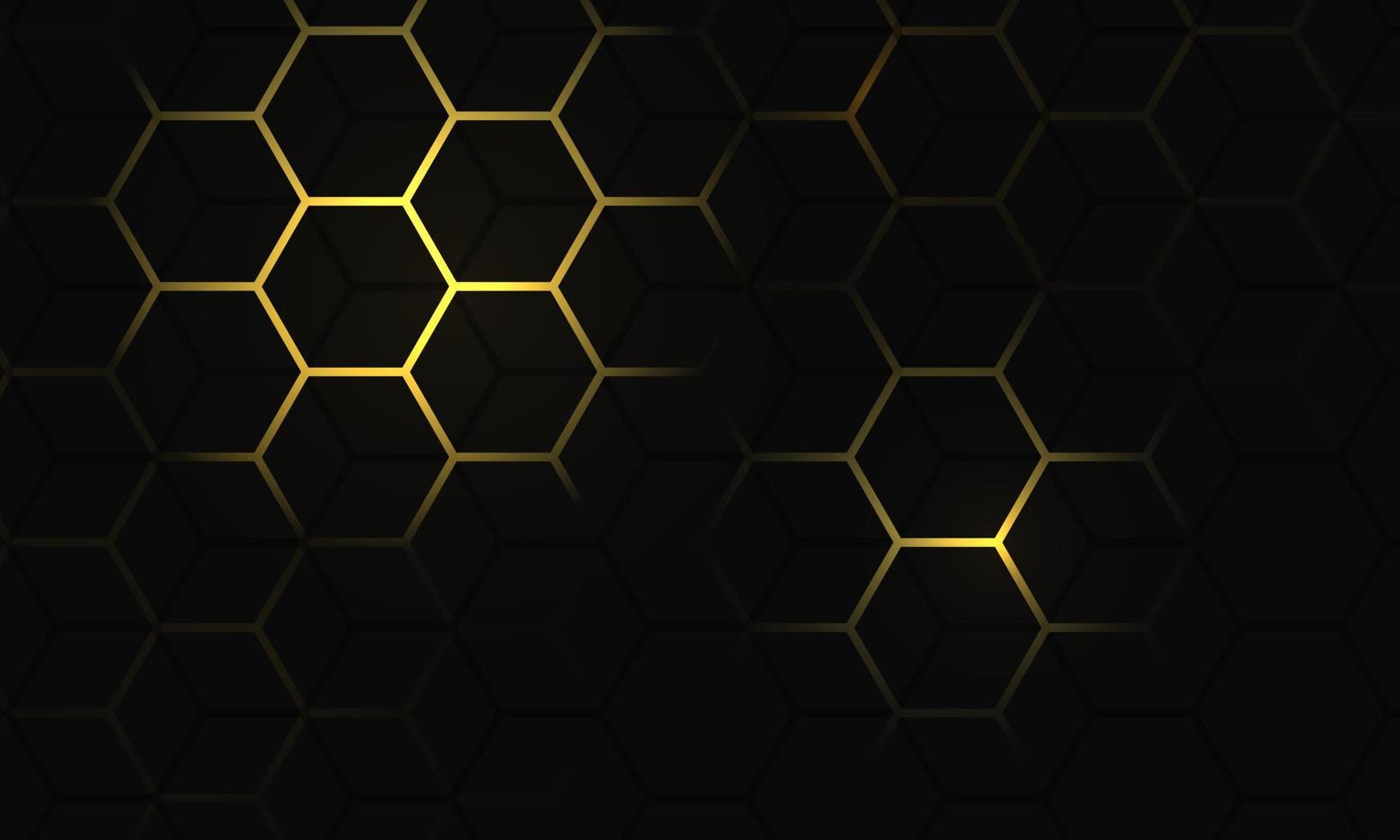 Abstract gold light hexagon mesh on black shadow design modern futuristic background vector