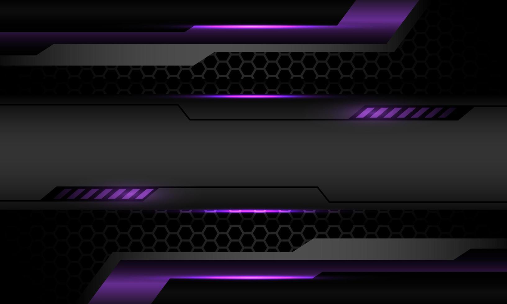 Abstract silver black banner purple cyber geometric on blue hexagon mesh pattern design modern luxury background vector