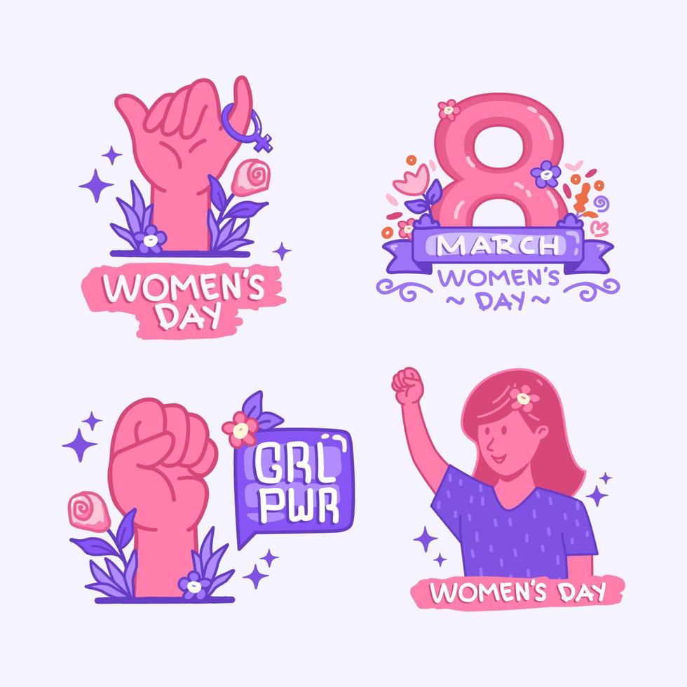 Women's day label art with creative shape and nice color vector
