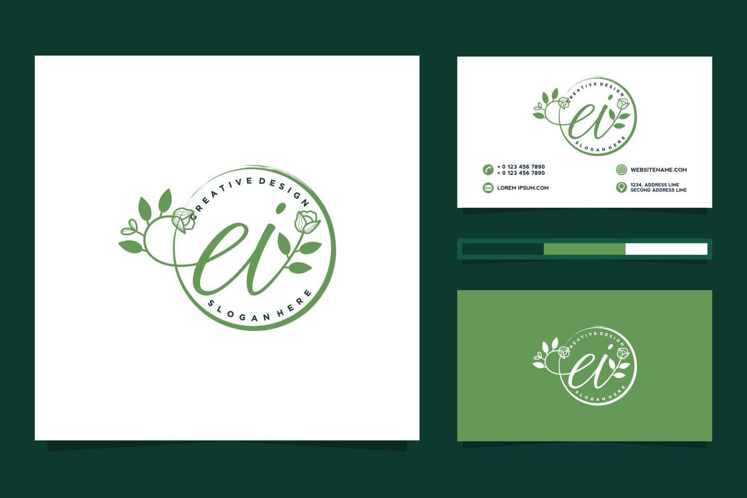 Initial EI Feminine logo collections and business card templat Premium Vector