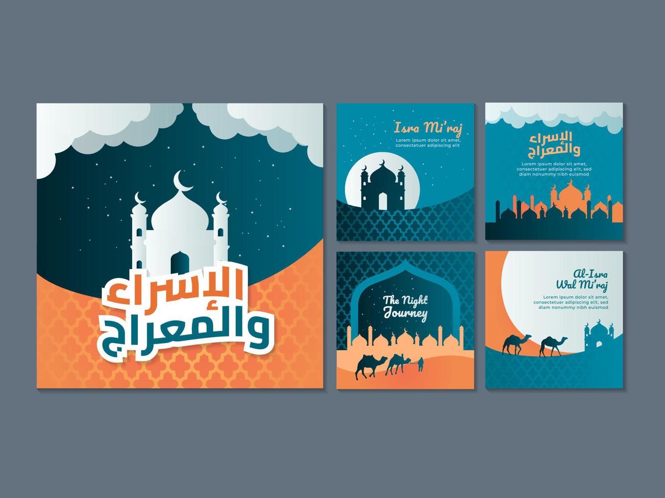 Isra Miraj Event Social Media Posts vector