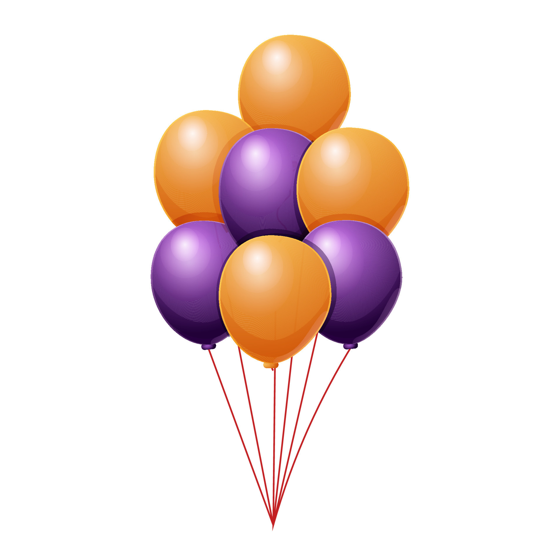 Colorful 3 balloons with bow set in cartoon style isolated on white
