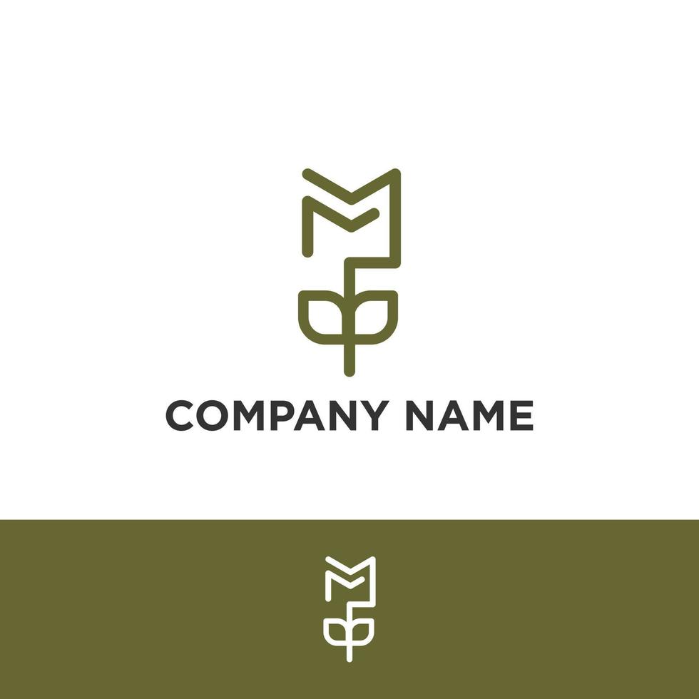 letter M and plant logo design vector, nature logo inspiration vector