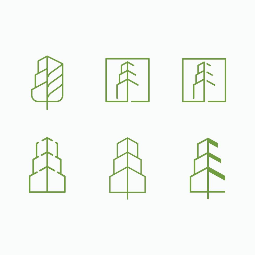 set of green city logo vector, building logo inspiration vector