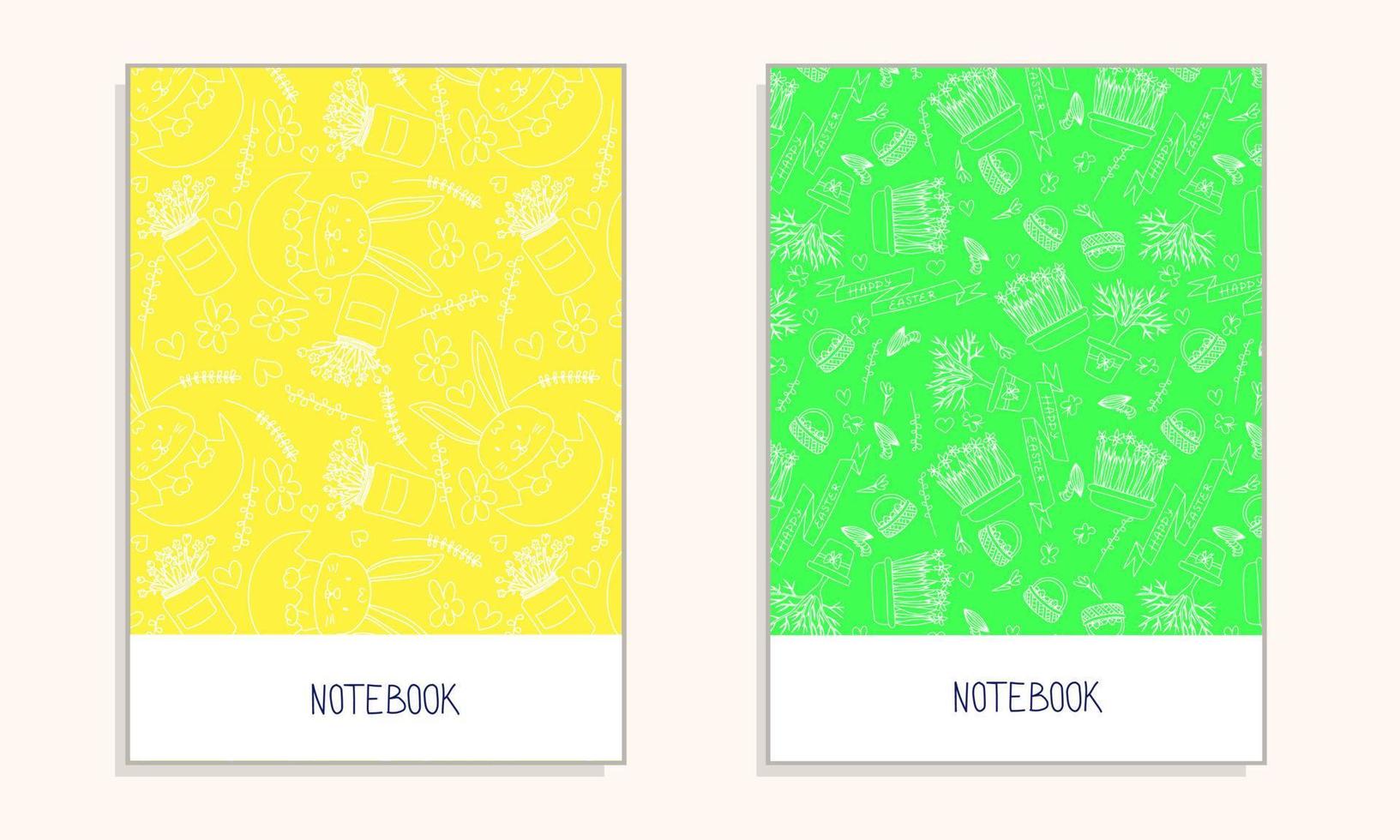 Cover with Easter pattern.  Cover for notebook with hand draw Easter elements in doodle style. Vector illustration.