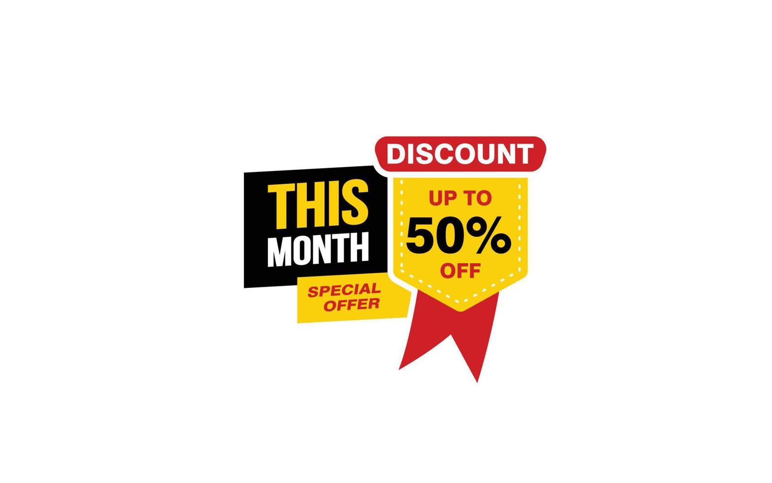 50 Percent THIS MONTH offer, clearance, promotion banner layout with sticker style. vector